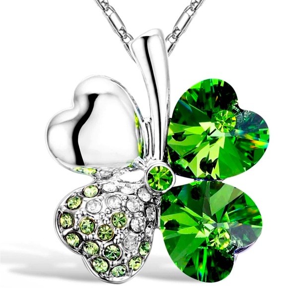 Swarovski Jewelry - Swarovski Dark Green Four Heart Sparkling Necklace